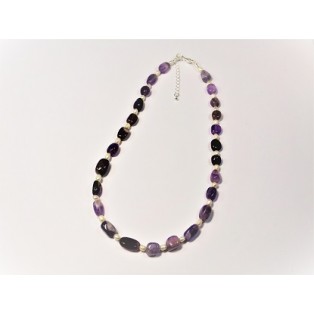 Amethyst Nuggets and Freshwater Pearl Necklace